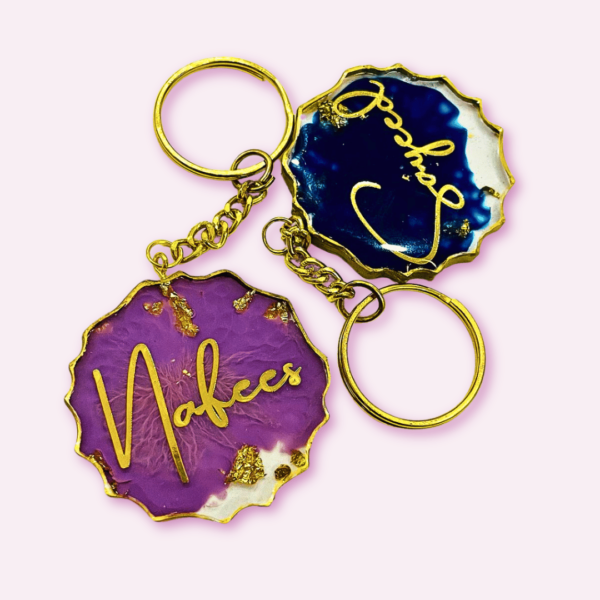 Golden Whispers Name Resin Keychains